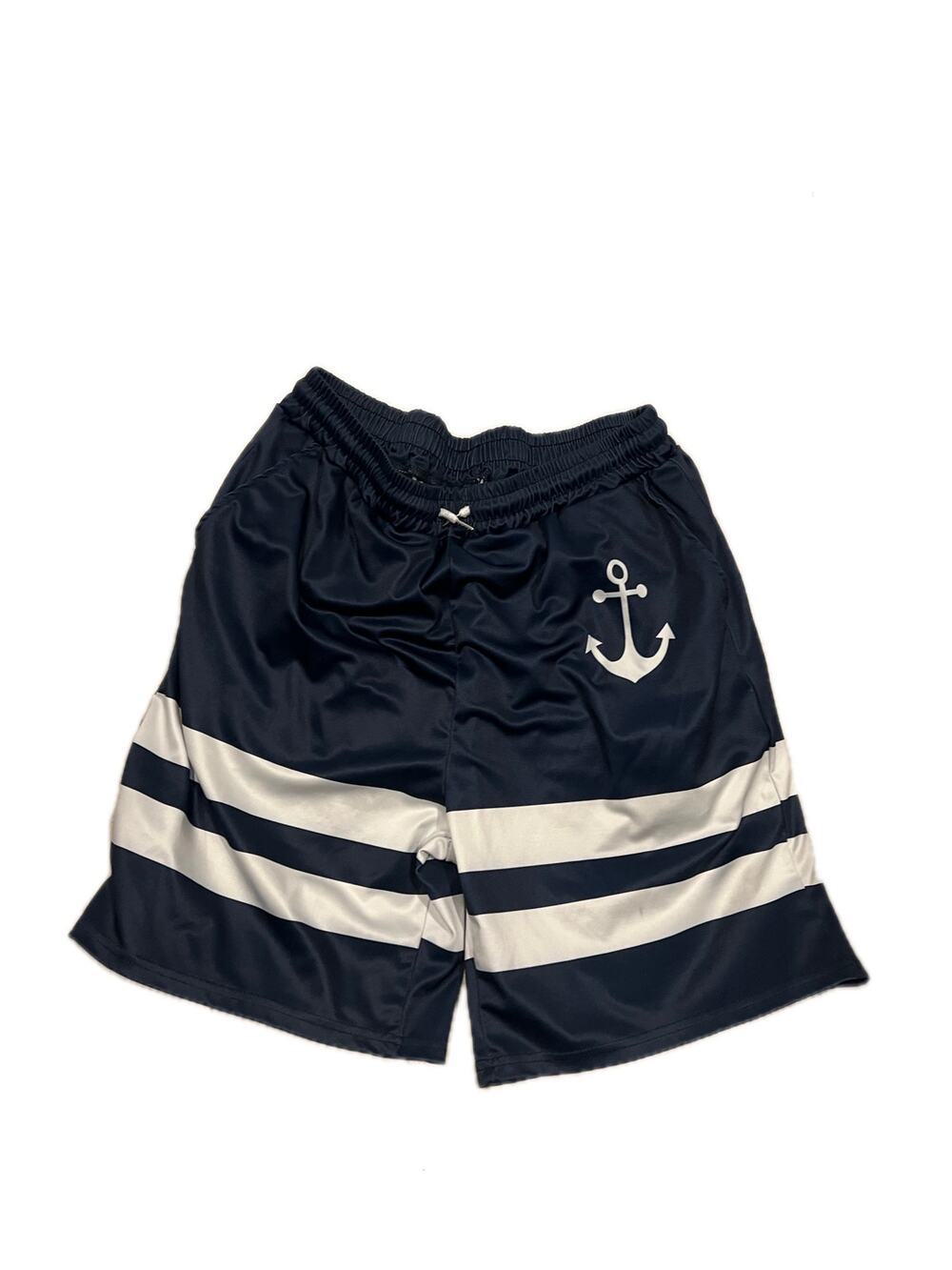 Navy Blue Anchor Drawstring Athletic Shorts Mens 3XL
